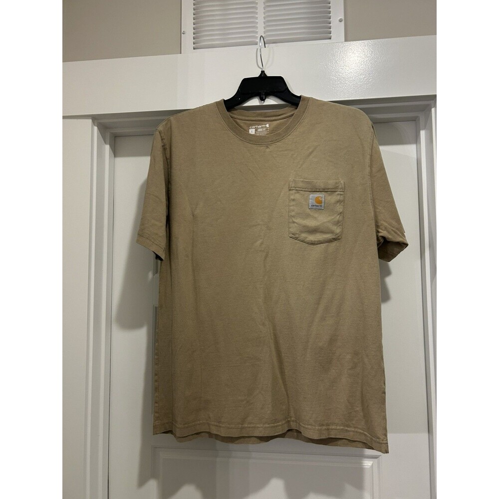 Carhartt Men's Tan Khaki Pocket T-Shirt Cotton Size Large Loose fit Hipster Work
